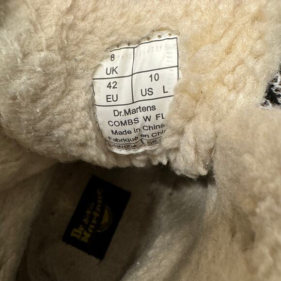 Dr Doc Martens Boots Womens 10 Combs Gunmetal Fray Faux Fur Lined Lace Up - Picture 6 of 12